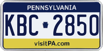 PA license plate KBC2850