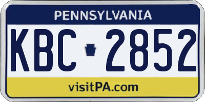 PA license plate KBC2852