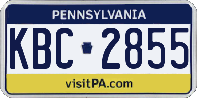 PA license plate KBC2855