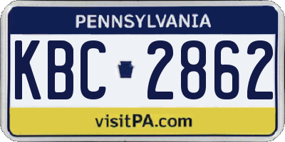 PA license plate KBC2862