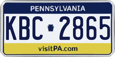 PA license plate KBC2865