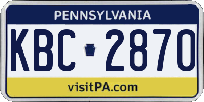 PA license plate KBC2870