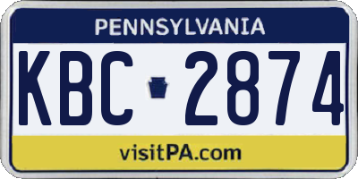 PA license plate KBC2874