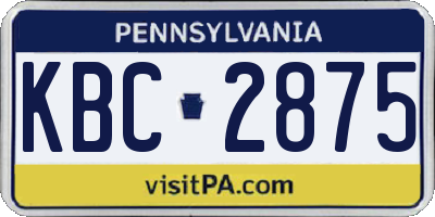 PA license plate KBC2875