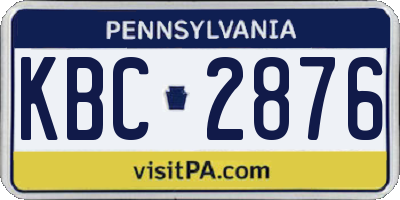 PA license plate KBC2876