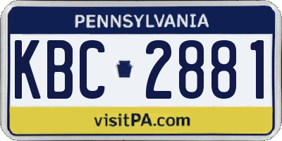 PA license plate KBC2881