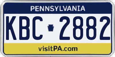 PA license plate KBC2882