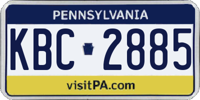 PA license plate KBC2885