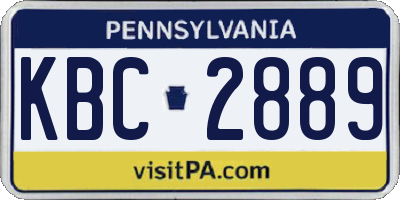 PA license plate KBC2889