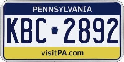 PA license plate KBC2892