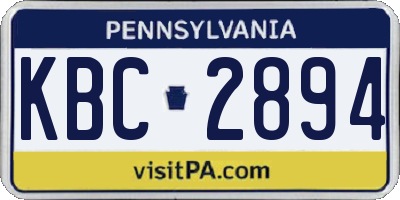 PA license plate KBC2894