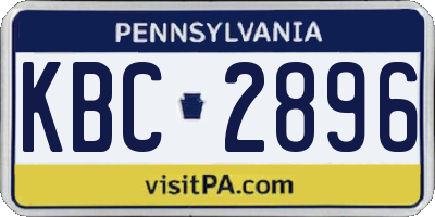 PA license plate KBC2896
