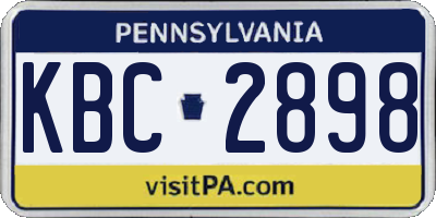 PA license plate KBC2898