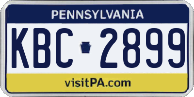 PA license plate KBC2899