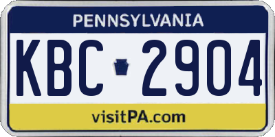 PA license plate KBC2904