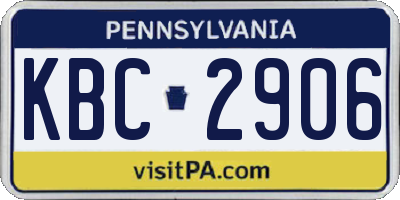 PA license plate KBC2906