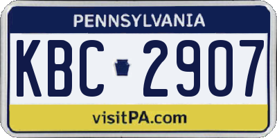 PA license plate KBC2907