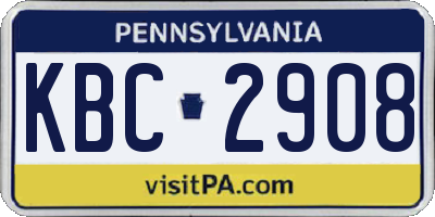 PA license plate KBC2908