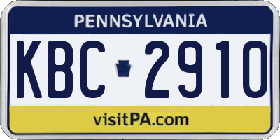 PA license plate KBC2910