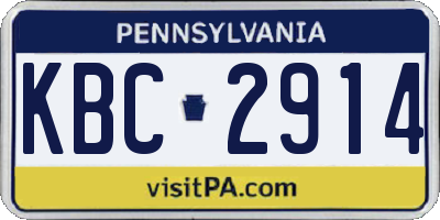 PA license plate KBC2914