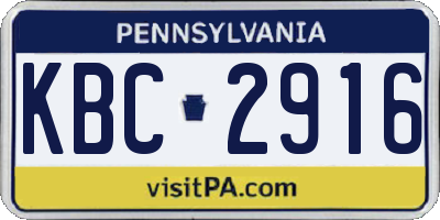 PA license plate KBC2916