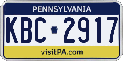 PA license plate KBC2917