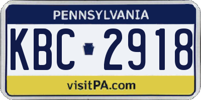 PA license plate KBC2918