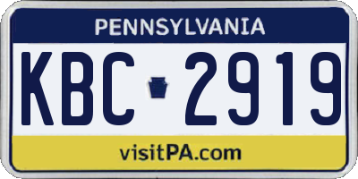 PA license plate KBC2919