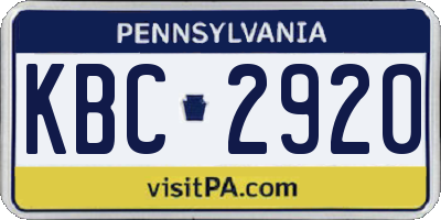PA license plate KBC2920
