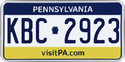 PA license plate KBC2923