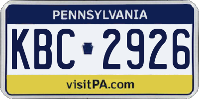 PA license plate KBC2926