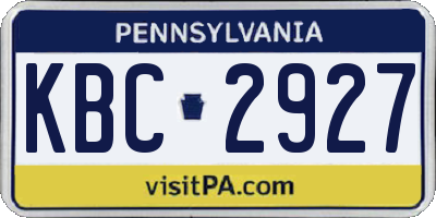 PA license plate KBC2927
