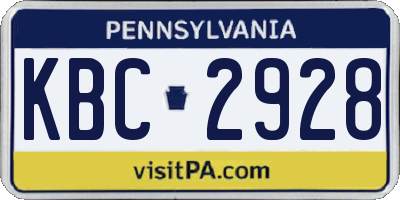 PA license plate KBC2928