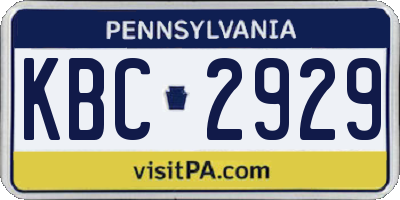 PA license plate KBC2929