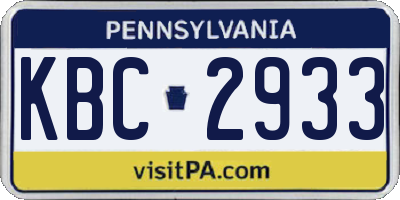 PA license plate KBC2933