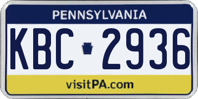 PA license plate KBC2936