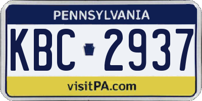 PA license plate KBC2937