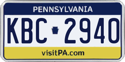 PA license plate KBC2940