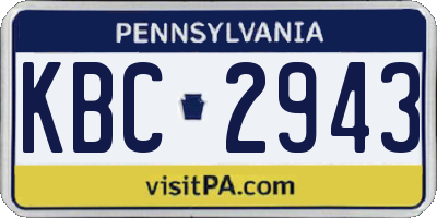 PA license plate KBC2943