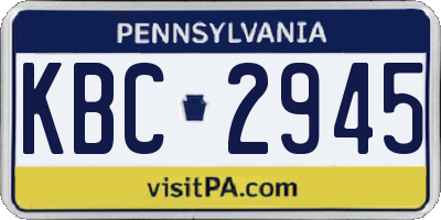PA license plate KBC2945