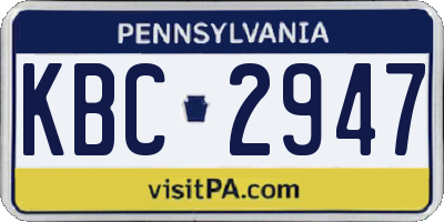 PA license plate KBC2947