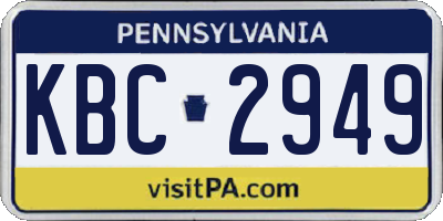 PA license plate KBC2949