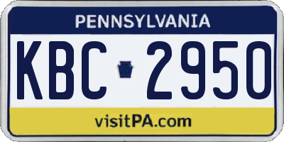 PA license plate KBC2950