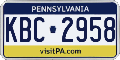 PA license plate KBC2958