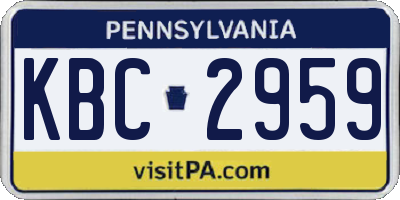 PA license plate KBC2959