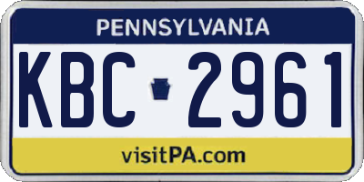PA license plate KBC2961