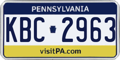 PA license plate KBC2963