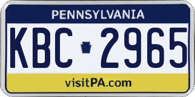 PA license plate KBC2965