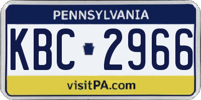 PA license plate KBC2966