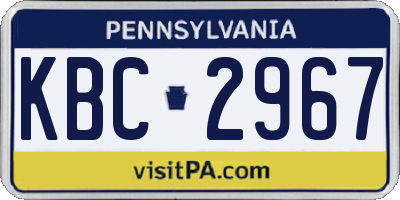 PA license plate KBC2967